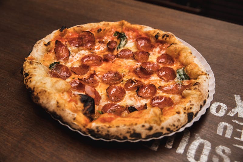 Coal fired pepperoni pizza catering